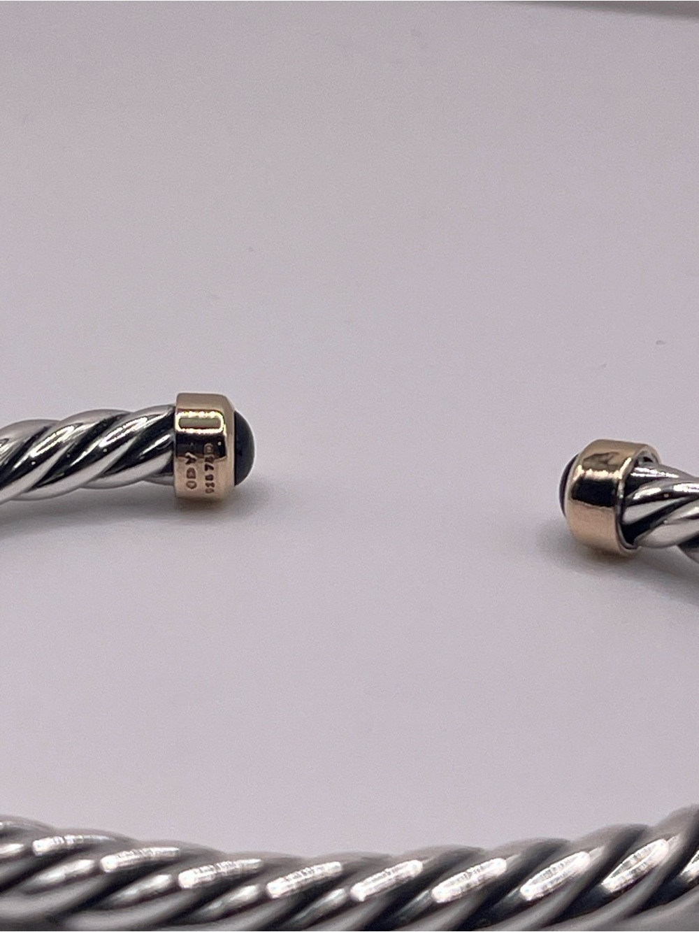 David Yurman Cable Cuff Bracelet with 18K Yellow Gold and Black Onyx, 6mm - Picture 7 of 14
